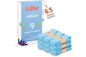LillOne EVERLAST 9 wkładów Uniwersalne otwieracze do butelek - EXTRA LONG (6,5 m) ZWIĘKSZONA GRUBOŚĆ Przeciwzapachowe i przeciekające, kompatybilne z Angelcare, Tommee Tippee, LitterLocker