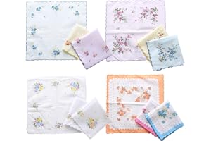 XDGBGFN 12 Stück Baumwolle Taschentücher Bedruckte Ausgefallene Mehrfarbig für Hochzeitsfeiern Alltagsgebrauch