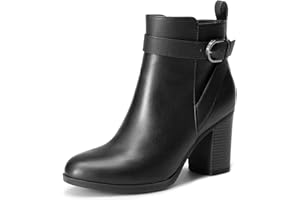 DREAM PAIRS Bottes Femme Bout Rond Classiques Fermeture Éclair Antidérapantes Confortables Bottines à Enfiler pour Automne Hiver