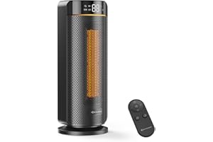 MYCARBON Chauffage d’Appoint Électrique avec Télécommande, Chauffage Soufflant Silencieux avec Thermostat, Minuterie 1-12h, Mode ECO, Mode Nuit, Radiateur Soufflant Céramique PTC avec Écran LED, Noir