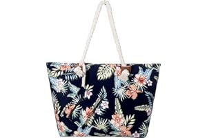 DonDon Grande borsa da spiaggia idrorepellente con cerniera Borsa a tracolla Shopper Hawaiian Flower