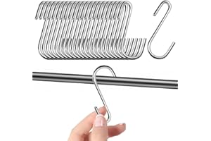 GOTRUST 22 haki S, małe 6 cm, haczyki z stali nierdzewnej do zawieszenia, haki w kształcie litery S, haki metalowe do ogrodu, garderoby, kuchni, łazienki, sypialni i biura - srebrne