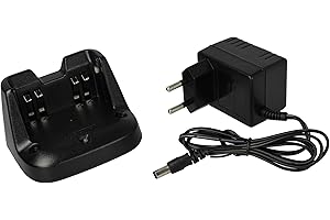 vhbw Cargador Compatible con Icom IC-F3002, IC-F3001, IC-F3101D, IC-F3003 baterías de Radio - Estación de Carga + Fuente de alimentación, 12-16 V
