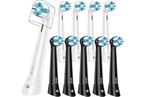 LOKOBATII IO Toothbrush Heads with for Gentle Care & Sensitive Teeth,Replacement Heads Compatible with Oral B iO 2/3/4/5/6/7/8/9/10 Electric Toothbrush,iO Toothbrush Head,White/Black