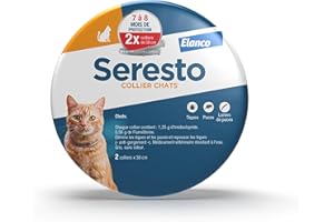 Seresto Colliers Chats – 2 Protections anti puces et anti tiques pour chat – Collier Seresto pour chat avec protection longue durée de 7 à 8 mois – Gris