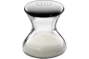 WMF Wagenfeld solniczka 4,5 cm, Max i Moritz, szkło, stal nierdzewna Cromargan, matowana, nadaje się do mycia w zmywarce