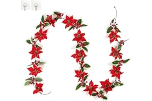 SOMYTING 250 cm Guirlande Noël de Baie, Baie Noël Houx Guirlande Artificielles Houx Sapin Guirlande de Noël Deco pour d'hiver Nouvel an Décoration