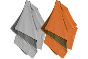 Amzpas 2 Pack Serviette de Refroidissement Parfaite comme Serviette Sport Microfibre ou Serviette rafraîchissante – Airflip Cool Towel pour Fitness, Sports, Voyages, Yoga,Camping,Course(Gris/Orange)