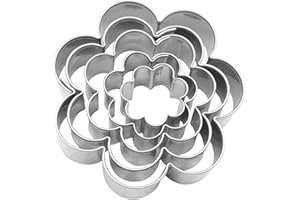 BekkiB 7714 - Set di 5 formine per biscotti "Fiore" a forma di 5 fiori di diverse dimensioni, 19 mm, 27 mm, 38 mm, 48 mm e 58 mm
