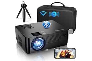 DXYIITOO Native 1080P Projector with WiFi and Two-Way Bluetooth, Full HD for Outdoor Movies, 300" Display Projector 4k Home Theater Movie (Black)