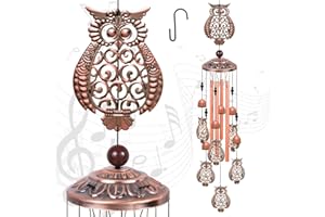 Carillon à Vent de Jardin Exterieur, Carillons Décoratifs d'extérieur en Forme de Hibou éoliens Aluminium en Carillons pour Noël, Maman, Balcon, Festival, Jardin (Hibou)