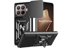 WeiCase Hülle für Xiaomi 15T Pro, Kameraschutz mit Slide Camera, Rüstung Schutzhülle mit 360 Grad Ring, Metall Halter Magnet Ständer, Silikon Stoßfest Handyhülle,Schwarz