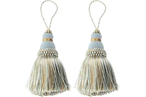 Fenghuangwu Colorful Tassel Key Tassel DIY Accessories for Curtain and Home Decoration-Mix blue-2PCS