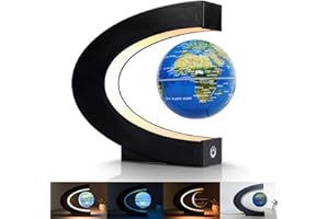 COCOSY Globo galleggiante a levitazione magnetica, mappamondo levitante a forma di C con luci LED per decorazione della scrivania di casa e ufficio, Idea Regalo (blu, Globo 8,5CM)
