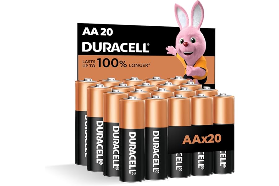 Duracell - AA 1.5V Alkaline Batteries LR06 / MN1500 Lasts Up to 100% longer Pack Of 20