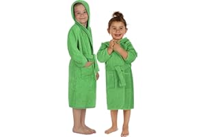 ‎NORMANI normani Kinder Frottee Bademantel aus 100% Bio-Baumwolle - Mädchen und Jungen Bademantel aus saugstarker Baumwolle mit festgenähtem Gürtel