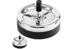 Aschenbecher für draussen groß 2er Set, Drehaschenbecher mit Deckel, Windaschenbecher 13,5 cm Durchmesser