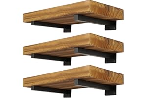 EZYDECOR Heavy Duty Shelf Brackets 6 Pack Iron Metal Wall Mounted Floating Shelf Bracket Farmhouse Furniture Decorations Hardware Included (6") Black