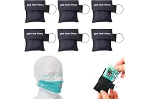 DZTSMART Beatmungsmaske 6 Stück,CPR Maske Schlüsselanhänger mit Karabiner, Beatmungstuch mit Rückschlagventil Atmen Barriere,CPR,Taschenmaske für Erste Hilfe oder AED Training (Schwarz)