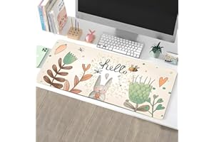 Kaishuai Tappetino mouse xxl,800x300mm Gaming Mousepad bianco pallido con Bordo Cucito,Modello di coniglietto carino tappeto scrivania per computer e computer portatili,Tappetino er mouse antiscivolo