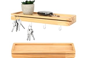 bayidun Guarda Llaves Pared, Porta Llaves de Pared de Madera, Llavero de Madera con 4 Ganchos para Entrada, Pasillo, Dormitorio, Oficina, Decoración Hogar