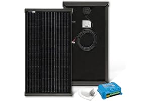 MOSCATELLI Pannello Solare Camper 120W Black Boost Monocristallino PERC Kit Pannello Solare per Camper con Profilo integrato in Alluminio Nero per fissaggio al tetto - Regolatore MPPT Bluetooth 10A