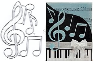 DzIxY Music Notes - Fustelle in metallo per timbri trasparenti e fustelle in metallo, per realizzare biglietti, scrapbooking, forniture di carta, sigilli, tasche di stoccaggio