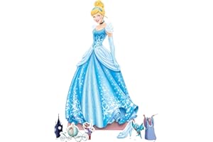 Star Cutouts Sagoma di cartone per feste con sei mini forniture per feste, tema Principesse Disney, SP005, Happy Birthday