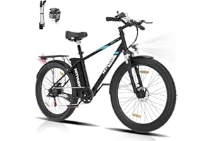 HITWAY Bicicletta Elettrica 26 * 3.0", Bici Elettrica Mountain Bike,E-Bike City per Uomo/Donna,Motore 250W 48V15Ah batteria al litio estraibile,7 marce, fino a 55-120 km