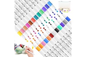 YIJIUBA Markery akrylowe do kamieni, wodoodporne, 24 kolory, pisaki akrylowe, do malowania DIY, do drewna, szkła, ceramiki, płótna, pisaków wielkanocnych, DIY, dla dzieci