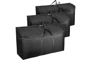 wsryx 3 Pack 180L Extra Große Reisetasche Aufbewahrungstasche, Dickere 600D Oxford Wasserdichte Garten Bewegende Aufbewahrungsboxen Für Kleidung, Bettdecke, Weihnachtsdekoration (schwarz 180L)