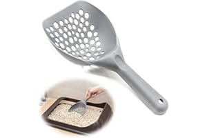 Petopedia Cat Litter Scoop LARGE – Plastic Shovel, Poop Scoop for Cats Litters Tray – Handy Sand Sifter, Poo Sieve Cleaning Tool – Used with Trays and Litter Box for Cats & Kittens (GREY)