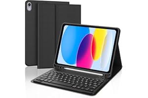 JADEMALL Coque Clavier pour iPad A16 11 eme Generation 2025/10 eme Generation 10.9 Pouces 2022, AZERTY Français Clavier Bluetooth Magnétique Détachable avec Porte Crayon pour iPad A16 11/10ème Génération, Noir