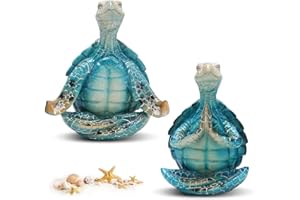 Nizirioo 2 Piezas Tortuga De Yoga, Figura De Meditación para Decoración Tortuga Creativa De Meditación De Playa para El Hogar, Colección De Regalos, Oficina, Primavera, Verano, Decoración De Jardín