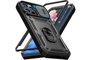 Giyer Handyhülle für iPhone 13 Pro Max Hülle mit Schutzfolie, Panzerhülle Case mit Kameraschutz 360° Metall Ring Ständer Stoßfest Bumper Schutzhülle für iPhone 13 Pro Max Cover Tache (Schwarz)