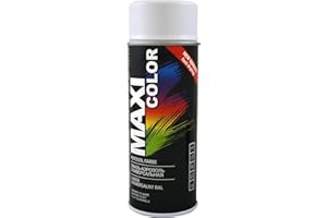 Maxi Color New Quality Lakier w sprayu, połysk, 400 ml, uniwersalny lakier nitrocelulozowy, szybkoschnąca farba w sprayu (RAL 9016 biały jedwabisty mat)