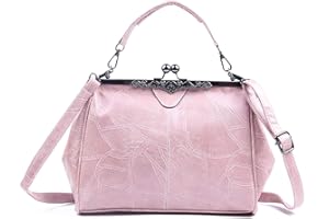 LUI SUI Sac à main rétro pour femmes, sac à main en cuir PU Vintage poignée supérieure sac Kiss Lock Crossbody sac à bandoulière pour dames