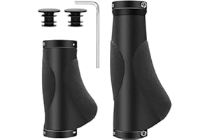 Handlebar Grips, HNOOM Universal Bike Grips 22.2mm, Non Slip Mountain Bike Grips with Aluminium Lock, Rubber MTB Grips fits Stunt Scooters BMX MTB Foldable Bicycle