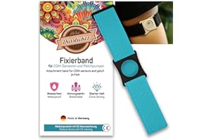 ‎DIASTICKER Diasticker® | Freestyle Libre 3 - Fixierband | Flexibel - Wasserfest - Starker Halt | Sensor-Schutz, Fixierung für Freestyle Libre Sensor | Halter: Schwarz (Large: 35-45 cm, Türkis)