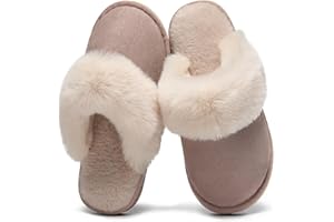 Donpapa Chaussons Femmes Hommes Pantoufles Maison Mémoire Mousse Faux Daim à Fourrure Mules Automne Hiver Bois Plancher Intérieur/extérieur Pantoufles