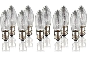 ‎HELLUM hellum Ersatz-Kerzen für Schwibbogen, 10 Stück 23V 3W Riffelkerze für Weihnachtsbaum Kerzen Lichterketten innen mit 10 Brennstellen, Birnen für Lichterbogen E10/ 23V/ 3W/ 22 Lumen 950076