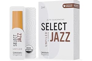 RICO D'Addario Organic Select Jazz Unfiled Alto Saxophone Reeds - Sax Reeds - The First & Only Organic Reed - 3 Medium, 5 Pack