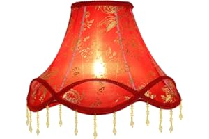 Eastlion 11.8" E27/E14 Paralume in Tessuto Fatto a Mano Paralumi del Comodino,12x30x23cm Rosso