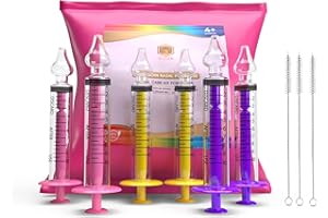 ROYAL BEE Seringue Nasale Bebe Pack Fille Mouche Bébé 10ml | Kit 6 Seringues + 6 Embouts Silicone + 3 Brosses De Nettoyage | Sans BPA Soin Nasal Rincage Pipette Serum Physiologique Puericulture Hygiène Nez
