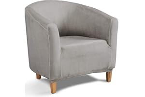 TIANSHU Velluto Poltrona Da Cocktail Chesterfield Fodere Coprisedia, Morbido Peluche Elasticizzato Fodera Per Sedia Da Club Antiscivolo Copripoltrona Rimovibile Universale(Grigio Chiaro)