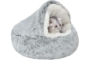 YAGE Lit apaisant en peluche moelleuse, calme l’anxiété, pour chats et chiens de petite taille de moins de 7 kg, doux et chaud, référence : 6242416 (taille M, 50 cm, gris)
