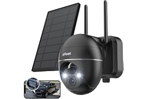 ieGeek 2K Telecamera Wi-Fi Esterno Senza Fili 360° PTZ Videocamera Sorveglianza WiFi con Pannello Solare, 3MP Visione Notturna a Colori 15m,Rilevamento Umano PIR e Allarme Sonoro e Luminoso