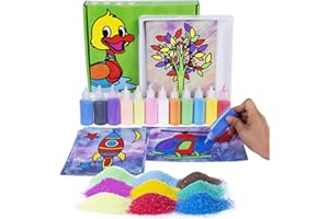 Berry President 12 Paquetes de Tarjetas de Pintura de Arena Art Kids Coloring DIY Paper Craft Kit con 12 Botellas de Arena de Colores para niños (Multicolor para niños)