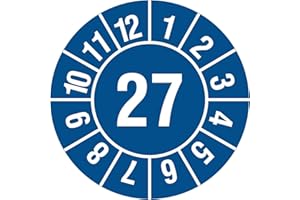 LABELIDENT Jahresprüfplakette 2027 - Ø 30 mm, 1.000 widerstandsfähige Prüfplaketten auf Rolle, Polyethylen, blau-weiß, selbstklebend, Jahresplakette