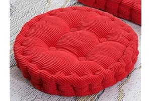 SMIUPIN Cuscino quadrato rotondo del pavimento,cuscino del sofà, cuscino della sedia del cuscino di meditazione del velluto a coste, cuscino decorativo di Tatami (19,7 pollici 50 cm, Rosso round)